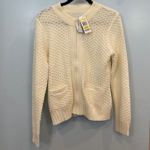 Charter Club White Knit Zip up